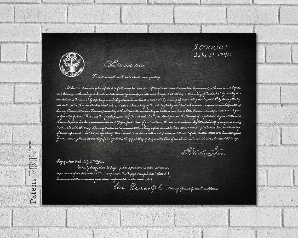 First US Patent Print 1790 Historical Patent Decor First US - Etsy