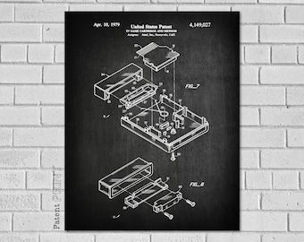 Video Game Cartridge Patent Print - Vintage video game Patent - TV Video Game Patent - Classic TV Game Poster - Video Game Art - EG027