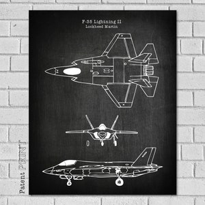 F-35 Lightning II Lockheed Martin Aircraft - Airplane Blueprint - Aviation Gifts - Aviation Blueprint - Airplane Print - Plane - VAF35