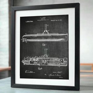 Submarine Print - Navy Submarine Poster - Submarine Wall Art - Submarine Decor Submarine Patent - Military Art -  PatentPrint VB744