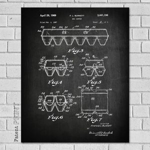 May include: A black and white patent drawing of an egg carton. The drawing shows six different views of the carton, labeled Fig. 3 through Fig. 7. The patent information includes the date April 29, 1969, the patent number 3,441,196, the inventor Francis L. Burkett, and the attorneys Briswold & Burdick.