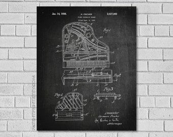 Fischer Piano Patent Print - Paino Patent - Paino Print - Panio Decor - Panio Decor - Patent - Patent Art - Historical Print - Patent MP969