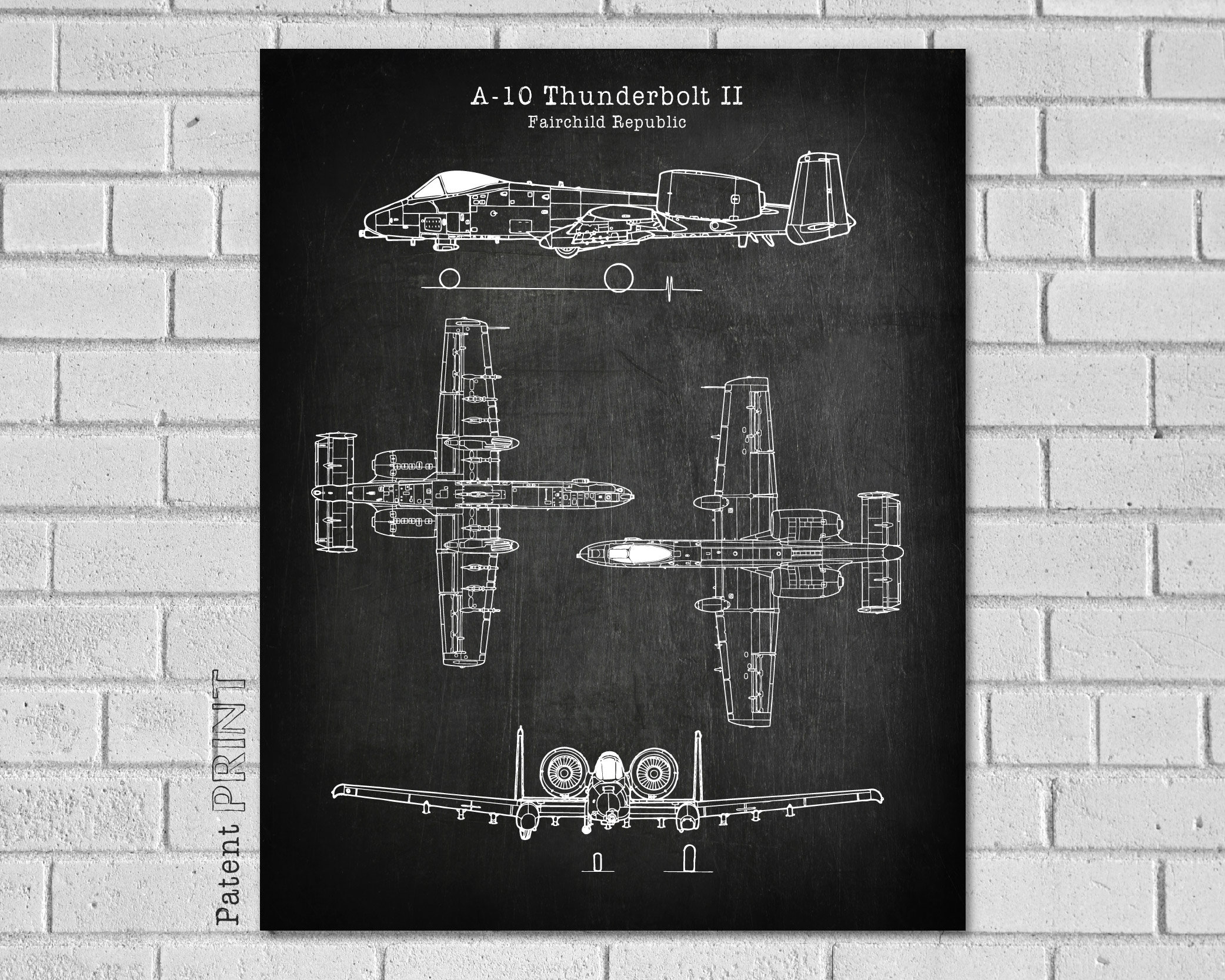 A-10 Thunderbolt Ii Fairchild Republic Aircraft - Airplane Blueprint Aviation Gifts Print Plane Vaa10
