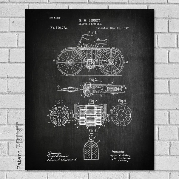 Electric Bicycle, Electric Bike, Bicycle Poster, Bicycle Patent, Bicycle Decor, Bicycle Gift,Bicycle Wall Art,Bike Gift,Bicycle Print,SB272