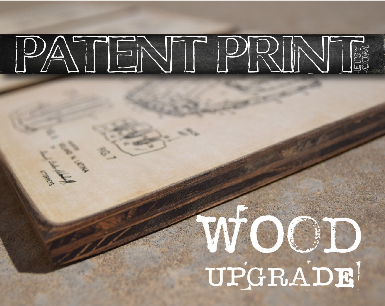 Patent Print Wood Sign UPGRADE - Wood Sign Patent Decor - Patent Wall Art - Historic picture - Patent - Patents - Custom Patent -patentprint