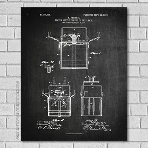 Army Canteen Water Bottle Patent Print - Military Art - Canteen Blueprint - Military Decor - Patent Art - Historical Print - Patent CM779