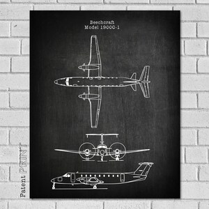 Beechcraft 1900C-1 Airplane - Aircraft Decor - Plane Decor - Airplane Art - Airplane Print - Airplane Blueprint - Airplane Art VA1900