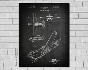 Curtiss P-40 Warhawk Airplane Print, Curtiss P40 War Hawk, Airplane Diagram, Aircraft Decor, Plane art, Airplane Blueprint, Airplane, VA749