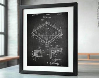 May include: Black and white vintage patent drawing of a boxing ring. The patent number is 1,753,328 and the date is April 8, 1930. The drawing shows a detailed view of the ring's construction.