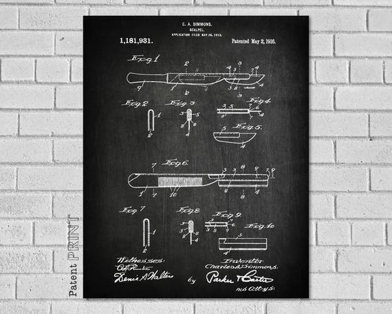 Surgeon Scalpel Decor - Medical Wall Art - Scalpel Patent Print, Doctor Wall Art - Vintage Medical Print - Doctor Poster, Medical Gift CM931
