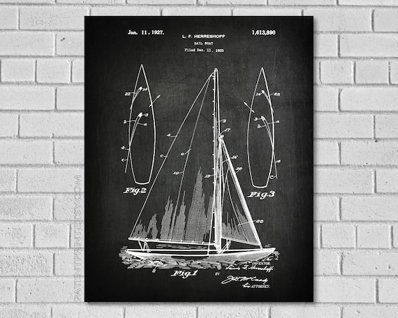 Sailing Boat Patent Print Ship Patent Boat Art Sailing | Etsy