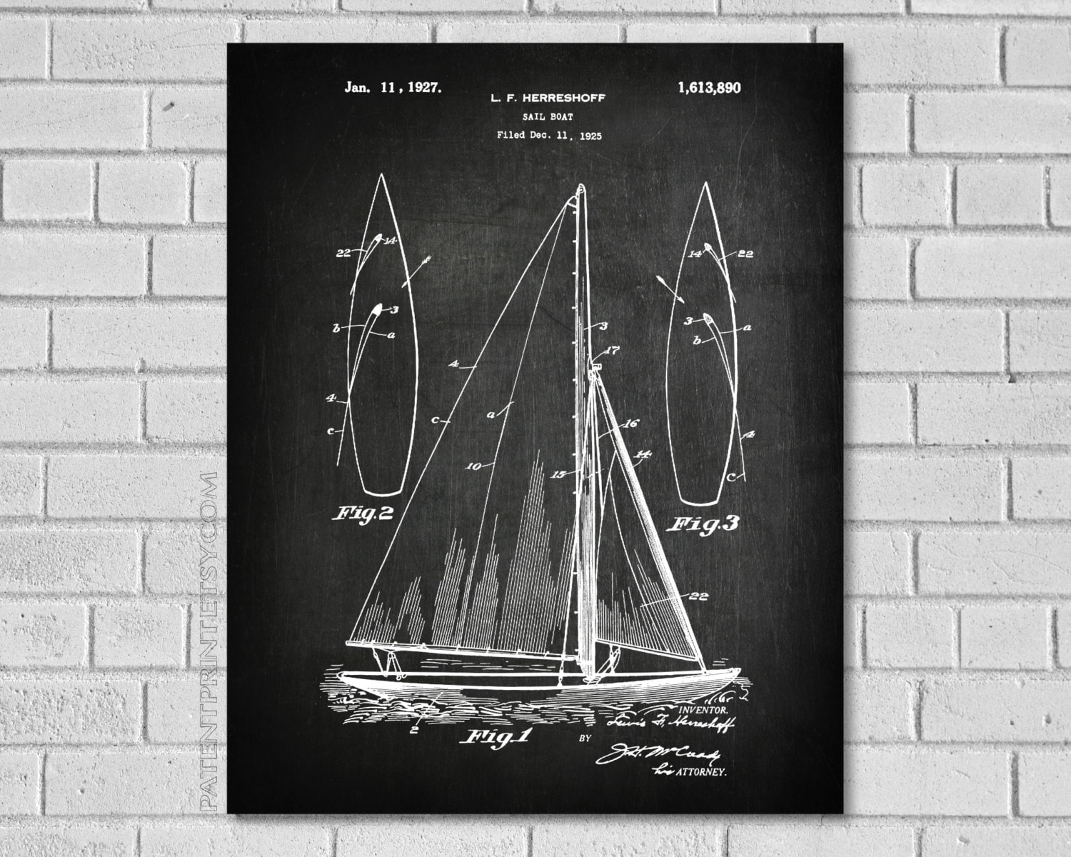 Sailing Boat Patent Print - Ship Patent - Boat Art - Sailing Ship Decor ...