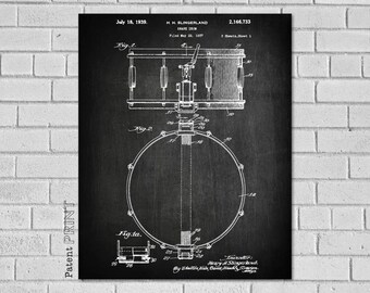 Snare Drum, Drum Patent, Drum Poster, Drum Wall Art, Drummer Gifts, Drummer Art, Drum Decor, Drum Set,Drum Blueprint,Drum Patent Print,MD733