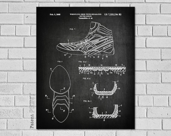 Wrestling Shoe Patent - Wrestling Decor - Wrestling Art - Wrestling - Wrestling Wall Decor - Wrestling Poster - Wrestling Print - SW336