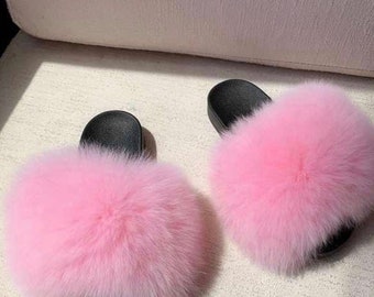 flip flops with fur on top
