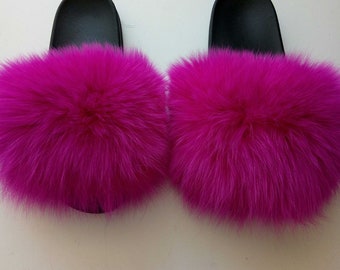 fluffy sandals pink