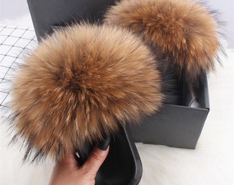 furry slipper slides