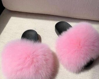 fuzzy slides pink