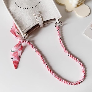 Seidenband Bogen für Taschengurt Chic Damen Accessoires Handtasche Langer Schal Tasche Weben Schultergurte Rosa Seide Seil Silber / Gold Ring