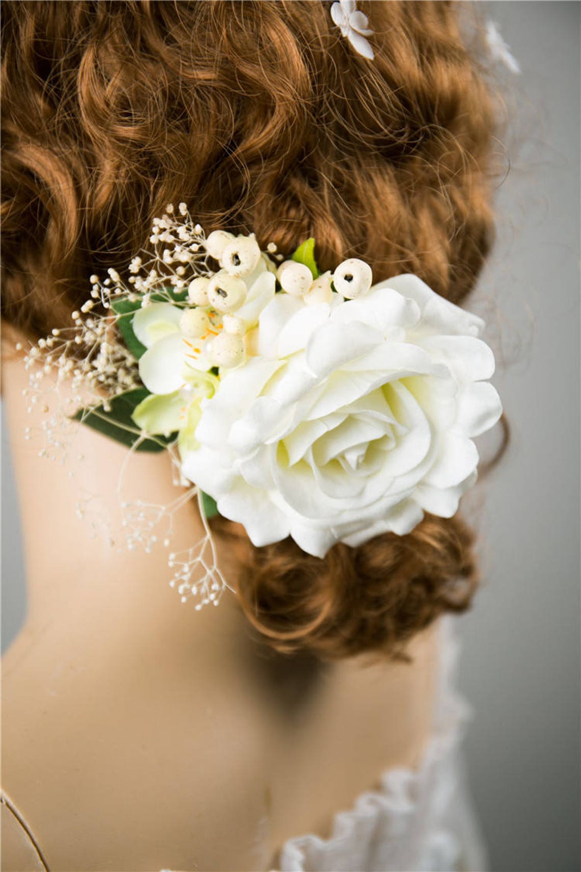 Flower Hair Piece White Ivory Flowers Brides Hair Accessories Etsy