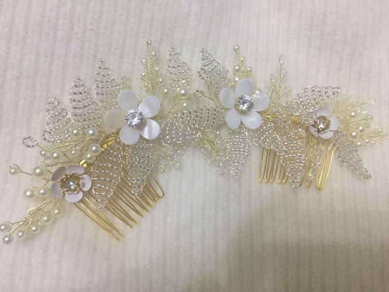 Pearls Hair Comb Chic Nice Ivory Gold Beige | Etsy