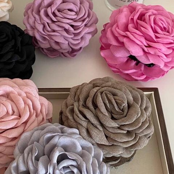 Floral Rose Hair Claw Clips Clamp Fabric Silk flower claw clip