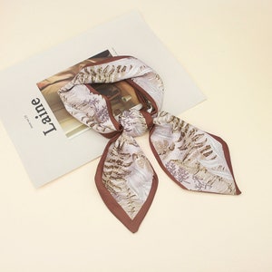 Silk Long Ribbon Bow for Bag/Hairband Nice Cute Chic Women Accessories Handbag Long Scarf Bag Handle Decor Brown