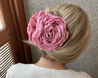 Pinzas para el pelo con forma de rosa, pinzas, flores de tela