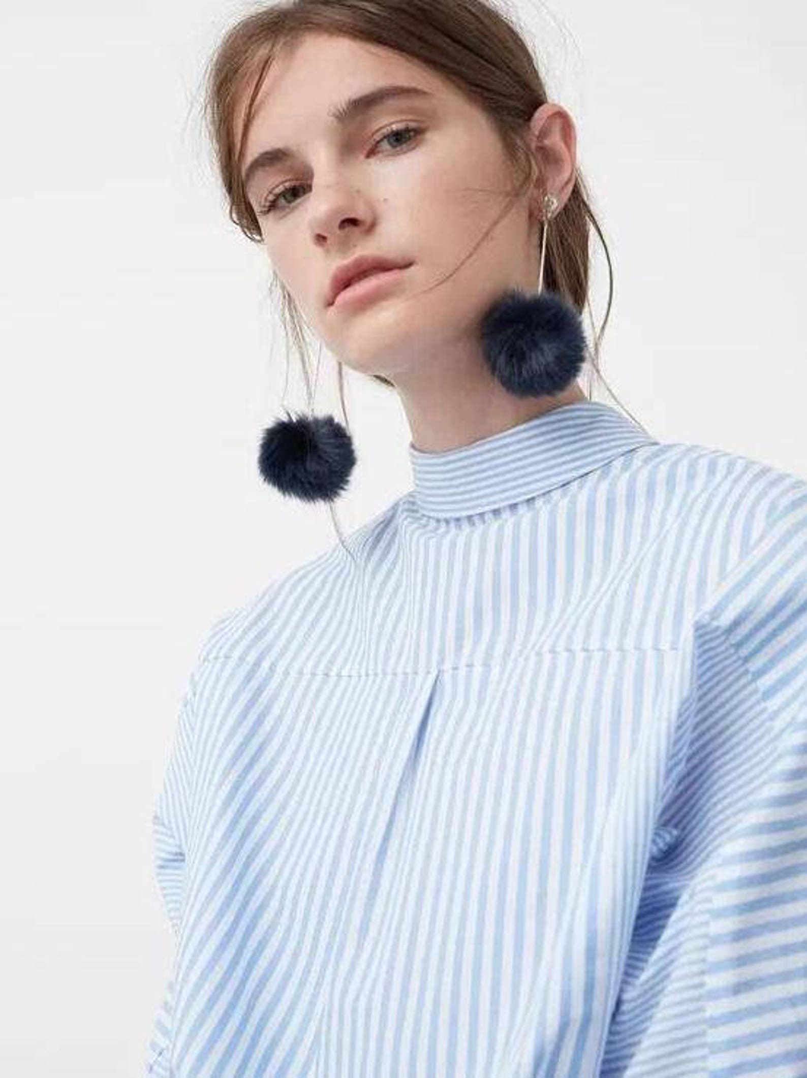 Puffs Ball Earrings White Pom Poms Real Mink Fur Women Fashion Etsy