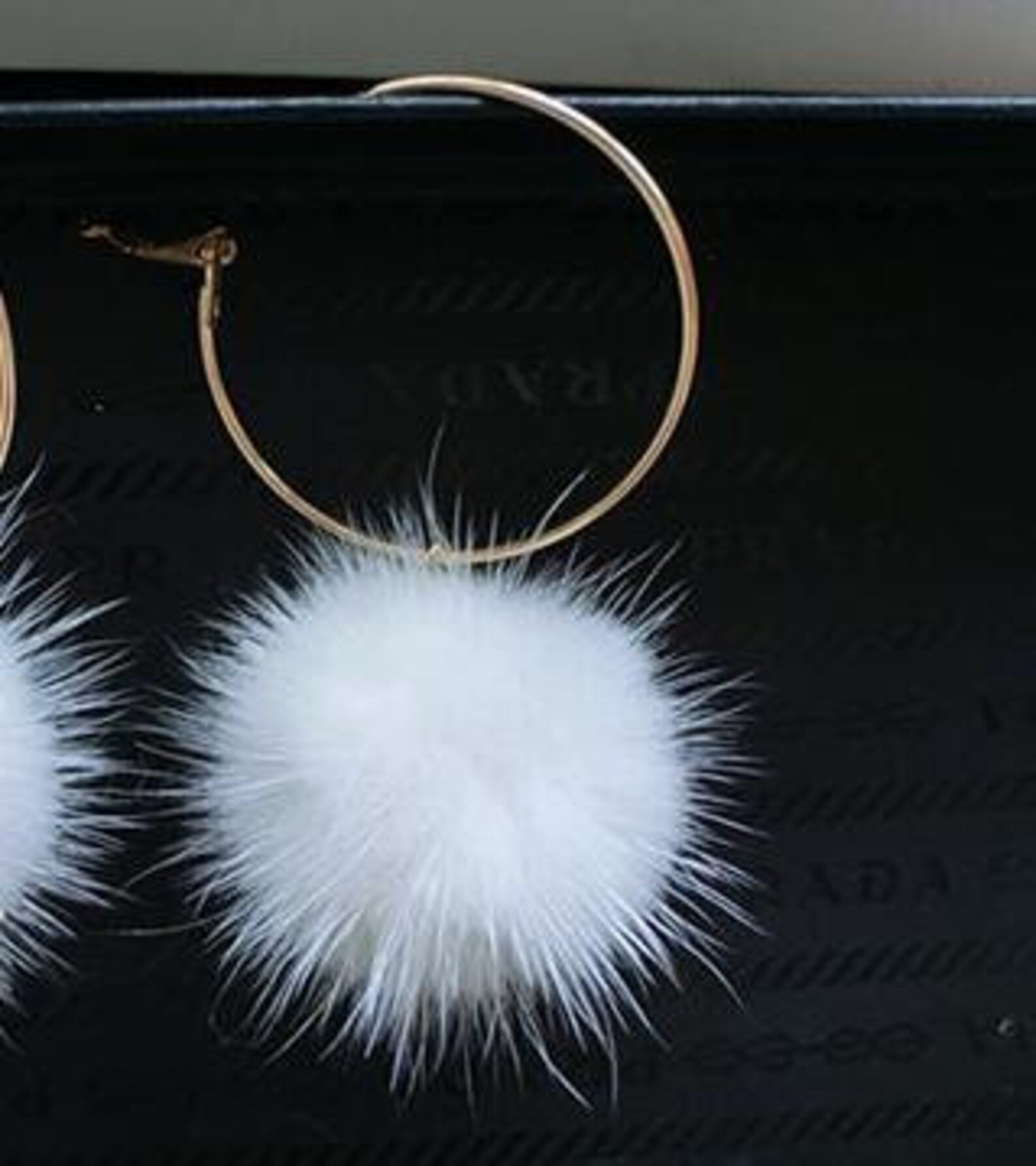 White Puff Balls Earrings Pom Poms real mink fur Women Etsy