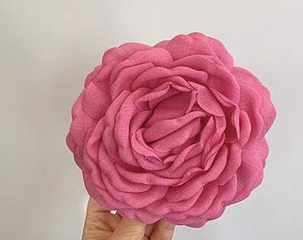 Pinces à cheveux roses roses, fleurs en tissu
