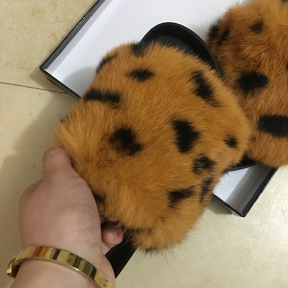 leopard print fluffy slippers