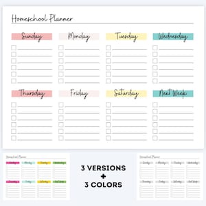 Simple Weekly Homeschool Planner | Homeschool Weekly Schedule or Lesson Planner