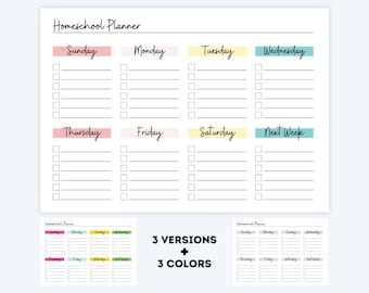 Planificador semanal simple de educación en el hogar / Horario semanal de educación en el hogar o planificador de lecciones