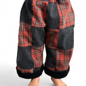 Jean patchwork upcyclé large pour enfant