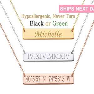 Gold Bar Necklace, Personalized Bar Necklace, Name Bar Necklace, Custom Name Necklace, Monogram Necklace, Bridesmaid Gift, Personalized