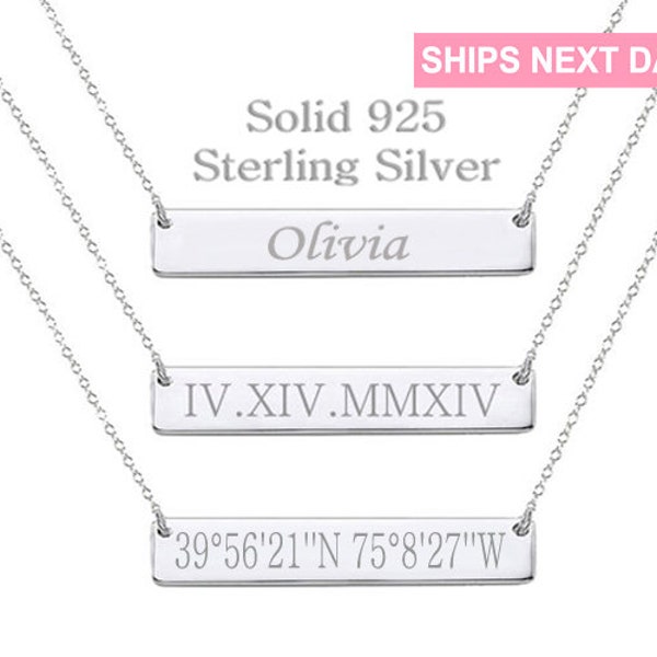 925 Sterling Silver Custom Name Necklace Personalized Name Necklace Bar Necklace Name Bar Necklace Name Plate Necklace Bridesmaid Gift