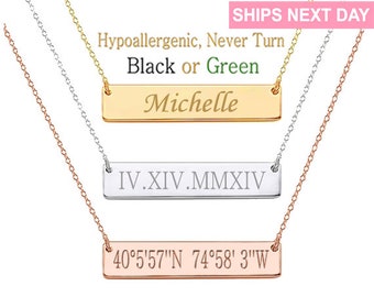 Roman Numeral Necklace,  Date Necklace, Wedding Date Necklace, Custom Date Necklace, Bar Necklace, Monogram, bridesmaid gift, Wedding