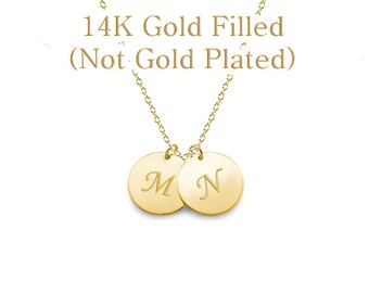 Initial Necklace, Gold Disc Necklace, Monogram Necklace, Personalized Necklace, Mom Jewelry, Personalized Gift, Bridesmaid Gift