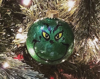 Grinch Glitter Ornament / The Grinch Gift / Grinch Christmas Ornament