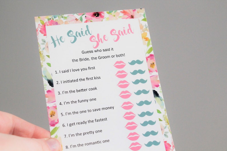 Soft Pastel Spring He Said She Said Quiz Cards Printed Game Etsy