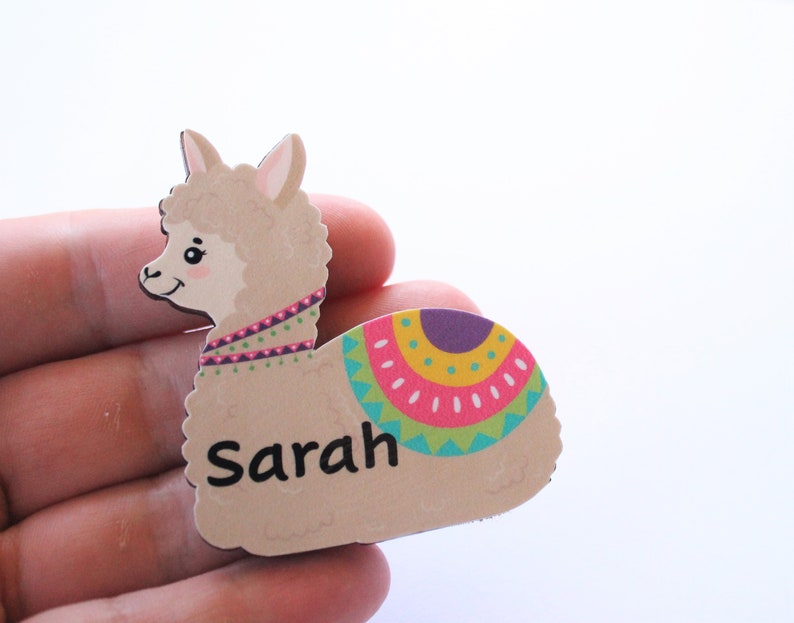 Llama Adorable Llamas Wooden Brooch Customise Your Own Cute Troll Name Badge Fridge Magnet Alpaca