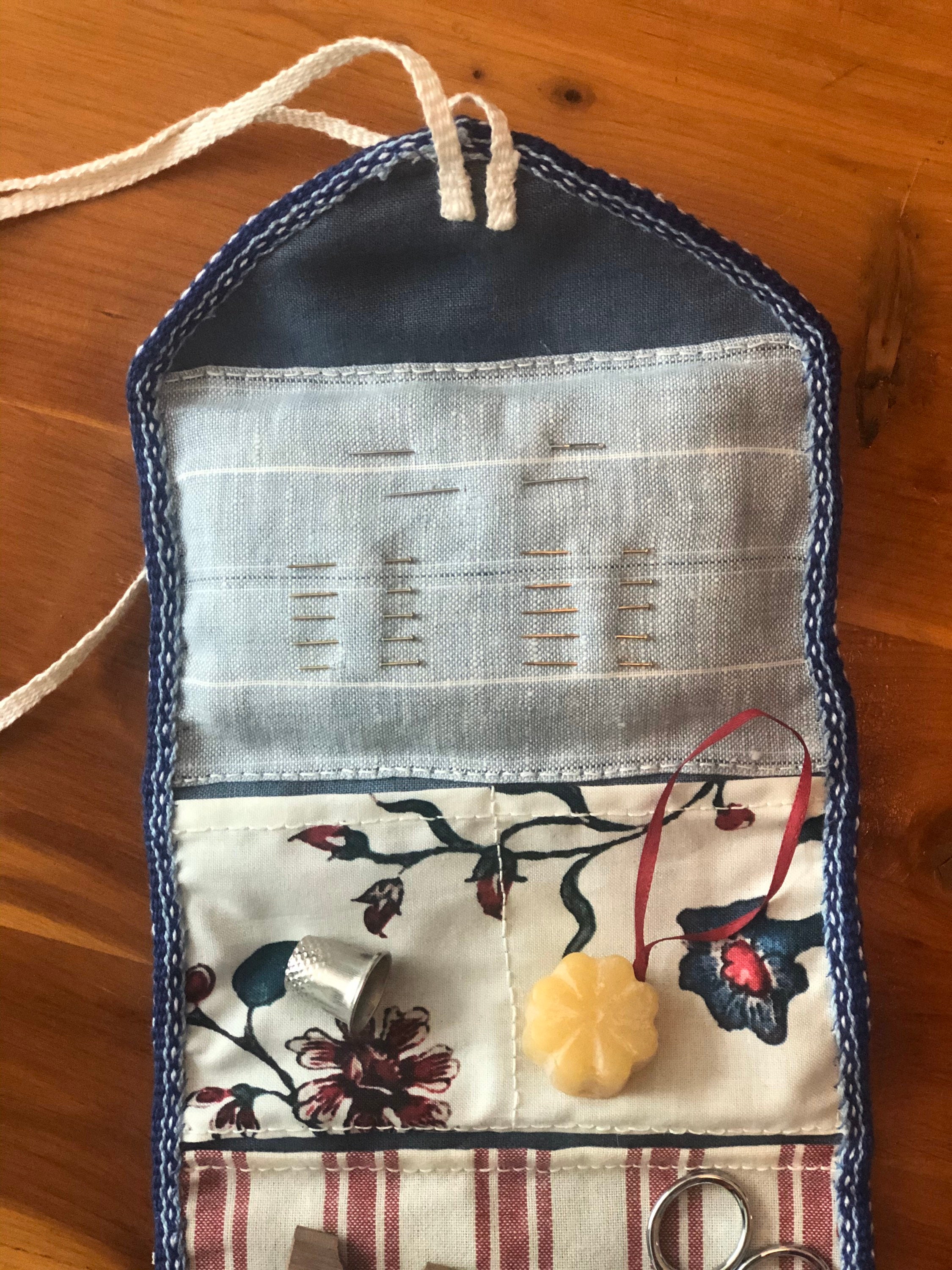 Housewife Sewing Kit With Blue Handwoven Trim Etsy