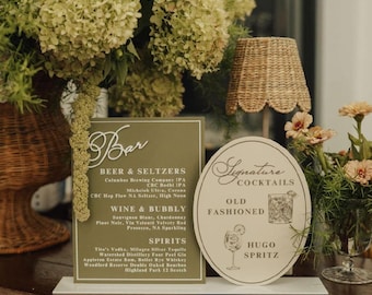 Custom Acrylic Bar Menu Sign: Laser Cut Wedding Drink Menu