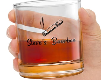 Personalized Bourbon Glass, Engraved Whiskey Tumbler, Father's Day Gift