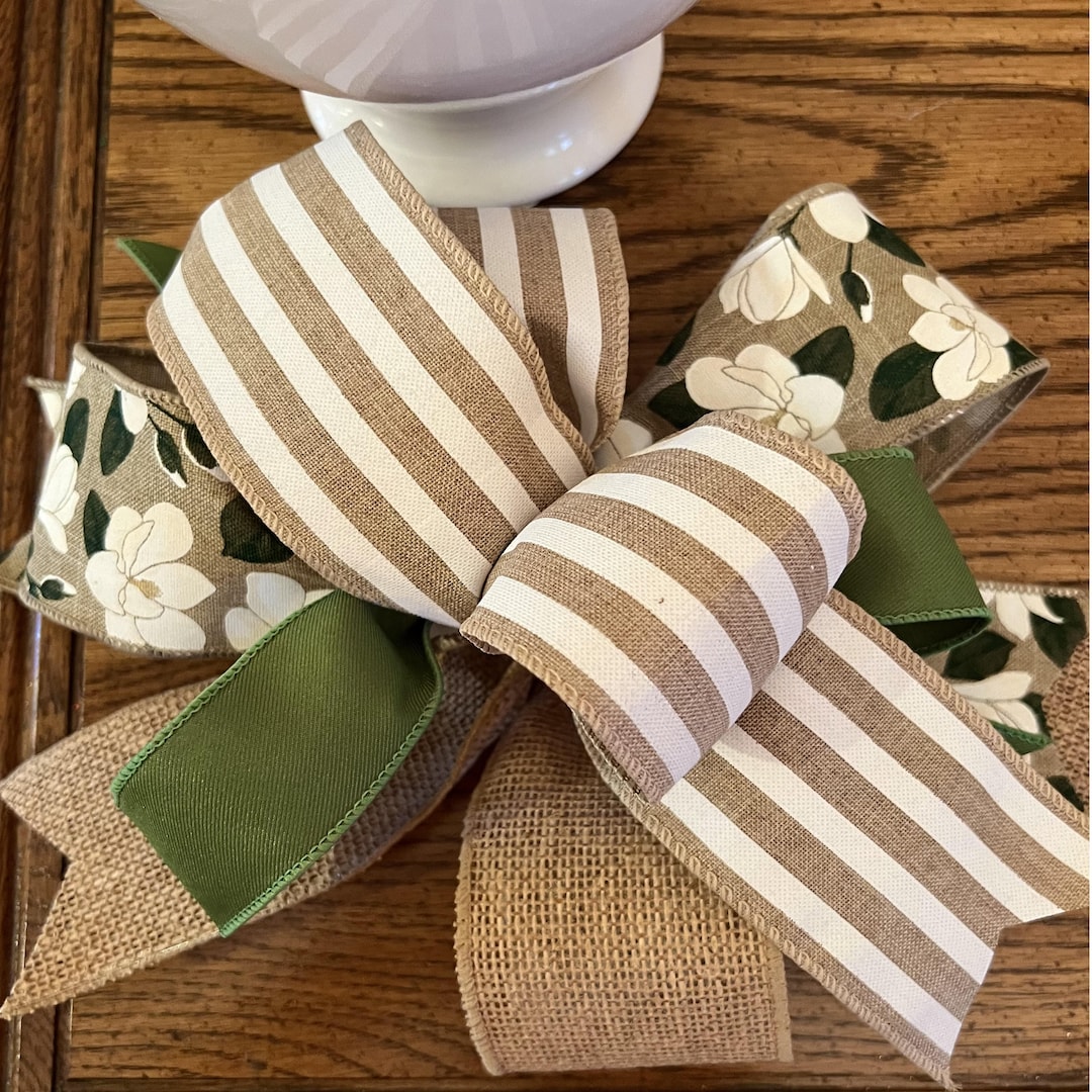 Magnolia Bows, Door Hanger Bow, Handmade Spring Bow, Summer Bow