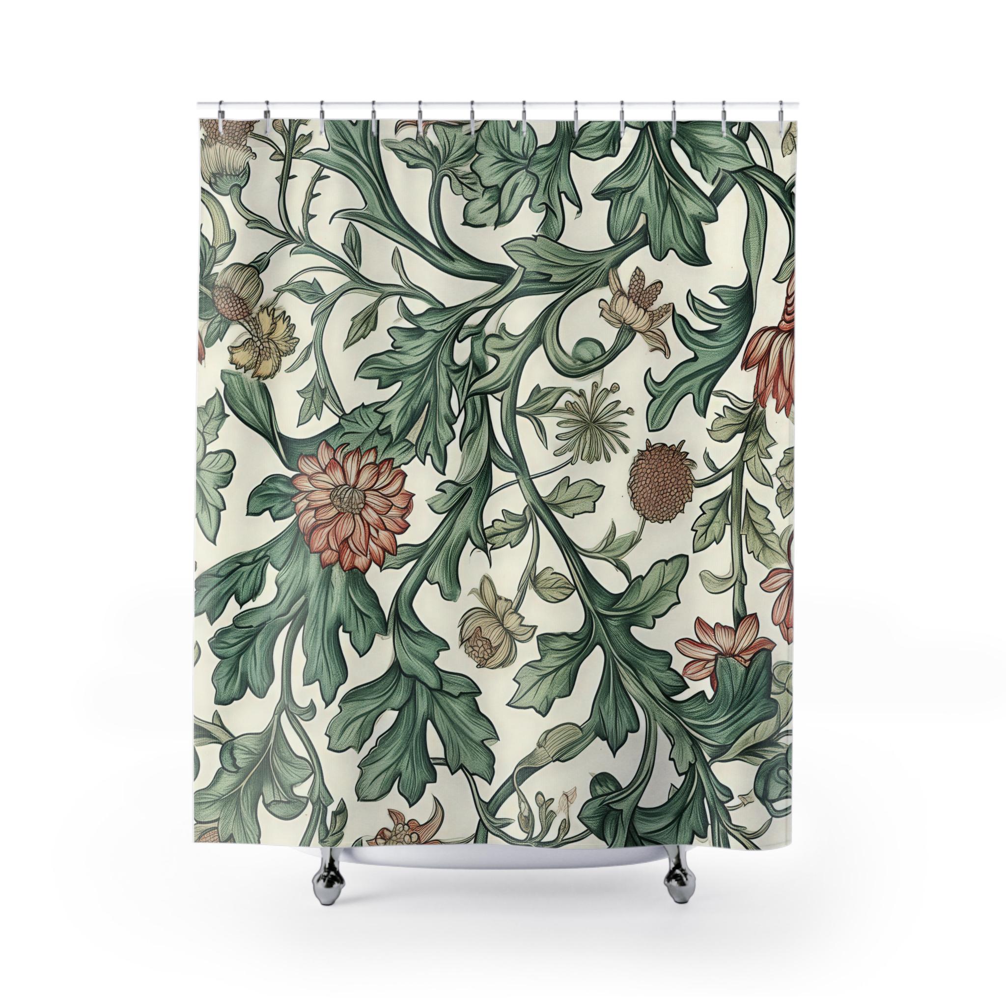 William Morris Inspired Vintage Botanical Floral Shower Curtaine ...