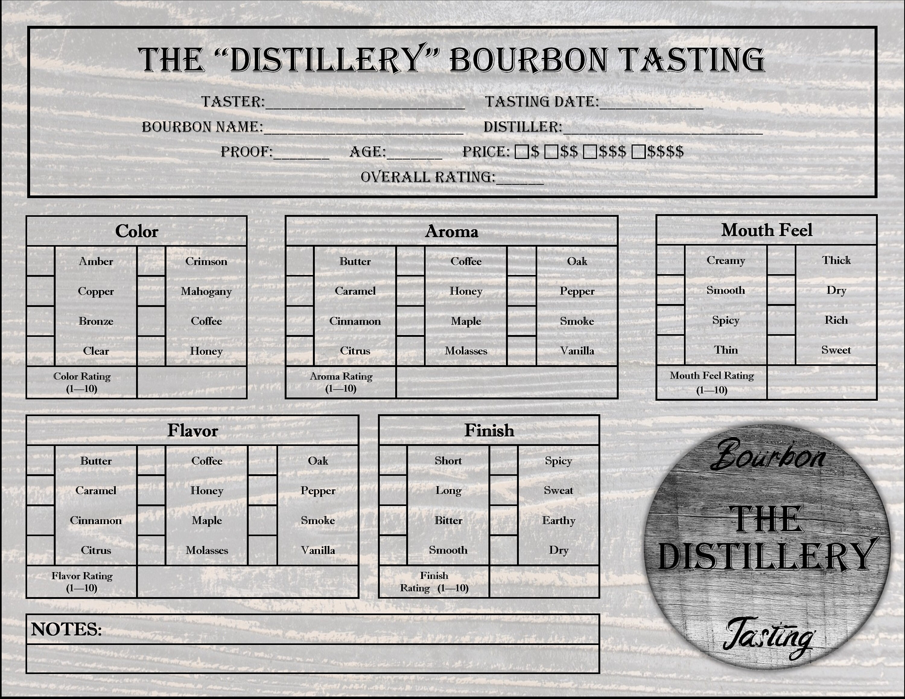Printable Bourbon Tasting Party Scoring Mat and Invitations | Etsy