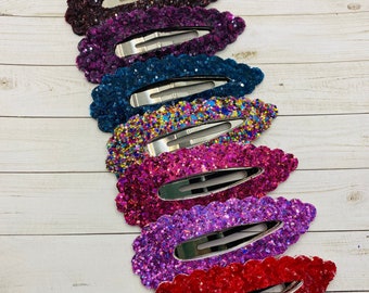 Large Fall Snap Clips, Snap Clips for Women, Oversized Glitter Clips, Trendy Snap Clips, Large Hair Clips