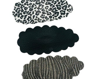 Black Leopard Snap Clip Set